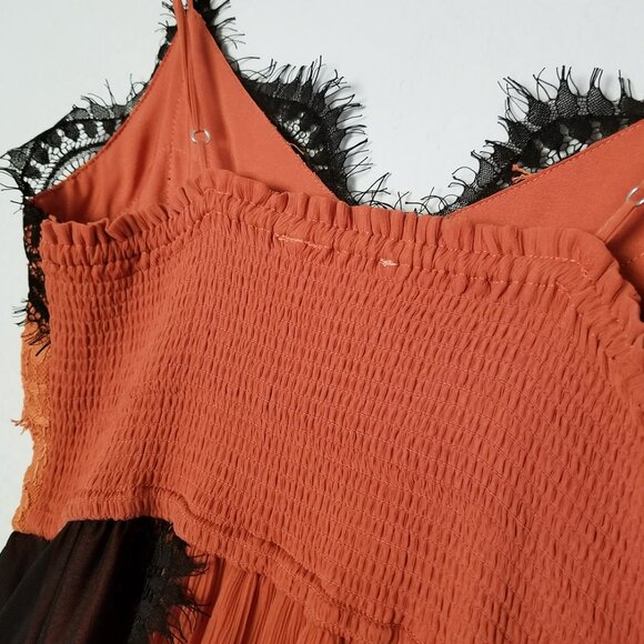 Anthropologie Let Me Be Printed Boho Midi Dress M Lace Overlay Whimsy Goth $180 - Picture 12 of 16